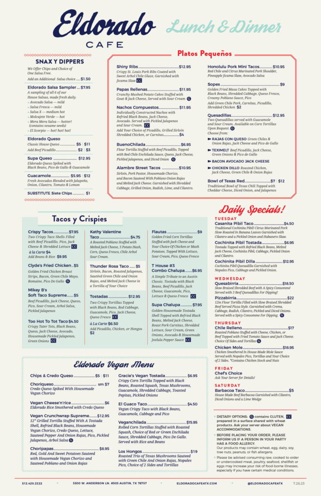 Menus Eldorado
